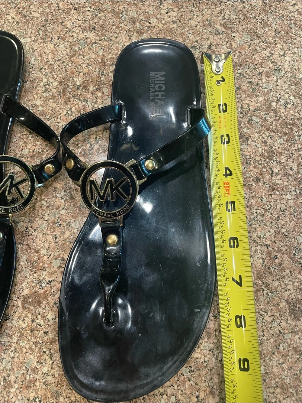Michael Kors Women's Black MK Logo Thong Sandals